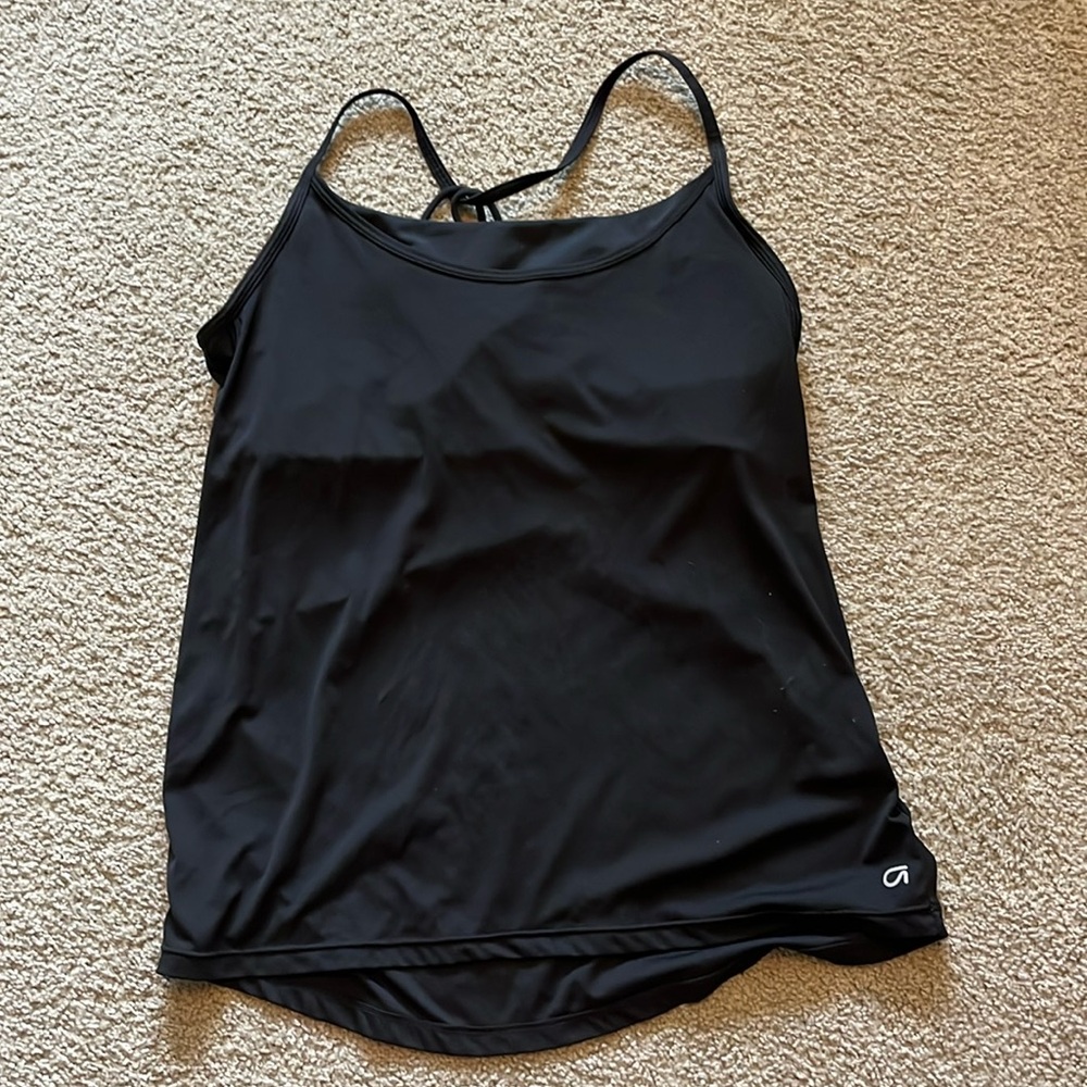 Black workout tank with sports bra